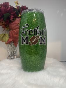 Football Mom 25oz football shaped tumbler