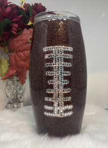 Football Mom 25oz football shaped tumbler